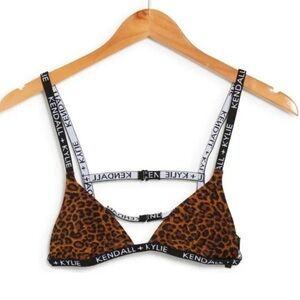 NWT! Kendall & Kylie Animal Print Logo Tape Bikini